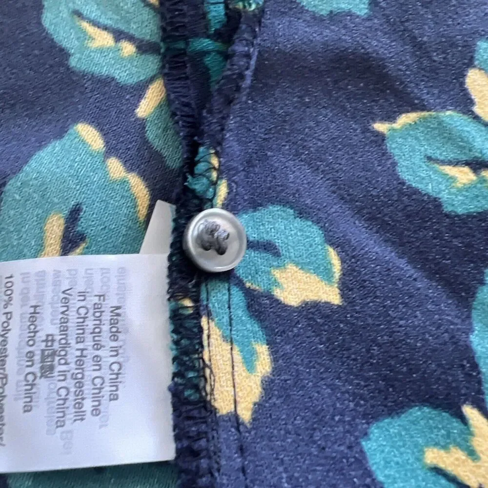 J Crew‎ Womens Floral Wrap Top Size XSmall Blue Long Sleeve Tie Waist